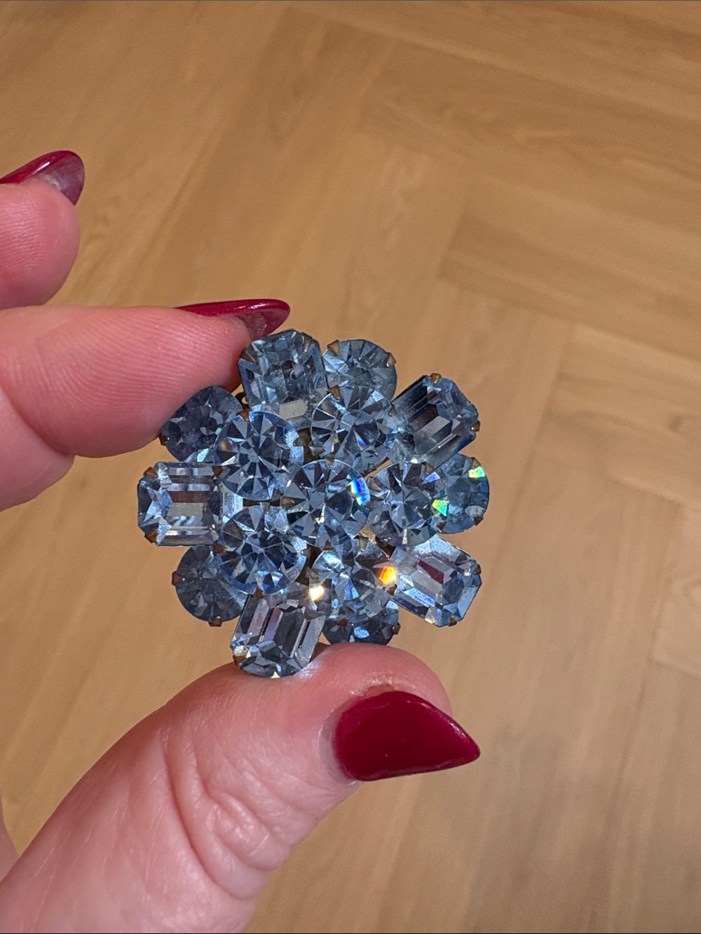 1950’s Riveted Light Blue Rhjnestone Brooch